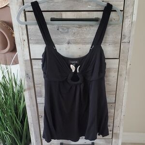 Bebe Black Sleeveless Top with Sparkling Accent